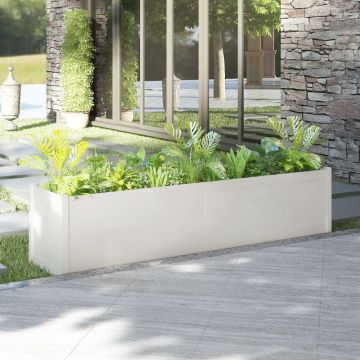 vidaXL Jardinieră de grădină, alb, 200x50x50 cm, lemn masiv de pin