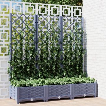 vidaXL Jardinieră de grădină cu spalier,gri închis,120x40x121,5 cm, PP