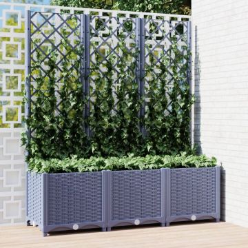 vidaXL Jardinieră de grădină cu spalier,gri închis, 120x40x136 cm, PP