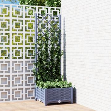vidaXL Jardinieră de grădină cu spalier,gri închis, 40x40x121,5 cm, PP