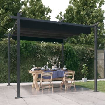 vidaXL Pavilion de grădină, acoperiș retractabil, antracit, 3x3 m