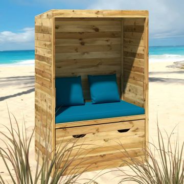 vidaXL Scaun de plajă Strandkorb cu sertar 112x60x168cm lemn masiv pin