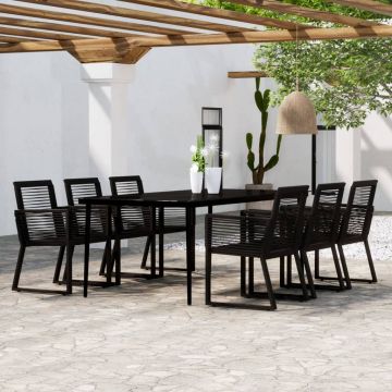 vidaXL Set de mobilier pentru grădină, 7 piese, negru