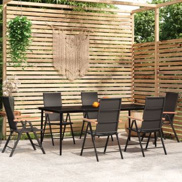 vidaXL Set de mobilier pentru grădină, 7 piese, negru