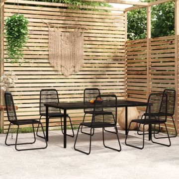 vidaXL Set de mobilier pentru grădină, 7 piese, negru