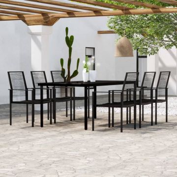 vidaXL Set de mobilier pentru grădină, 7 piese, negru