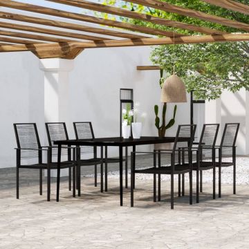 vidaXL Set de mobilier pentru grădină, 7 piese, negru