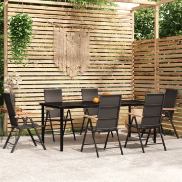 vidaXL Set de mobilier pentru grădină, 7 piese, negru