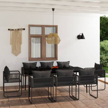 vidaXL Set de mobilier pentru grădină, 9 piese, negru