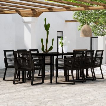 vidaXL Set de mobilier pentru grădină, 9 piese, negru