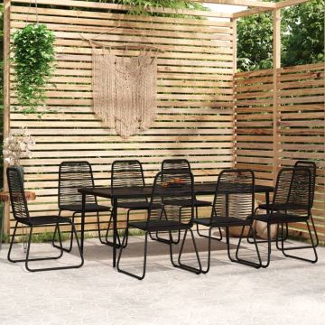 vidaXL Set de mobilier pentru grădină, 9 piese, negru