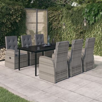 vidaXL Set de mobilier pentru grădină, cu perne, 7 piese, gri