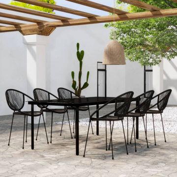 vidaXL Set mobilier de grădină, 7 piese, negru