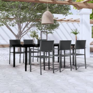 vidaXL Set mobilier de grădină, 7 piese, negru