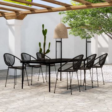 vidaXL Set mobilier de grădină, 7 piese, negru