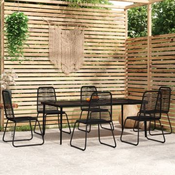 vidaXL Set de mobilier pentru grădină, 7 piese, negru