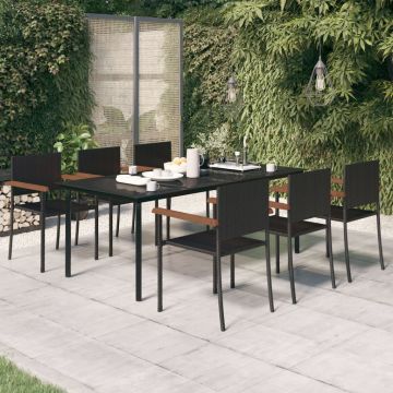 vidaXL Set mobilier de grădină, 7 piese, negru