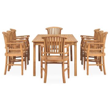 vidaXL Set mobilier de grădină, 9 piese, lemn masiv de tec