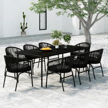 vidaXL Set mobilier pentru grădină, 9 piese, negru