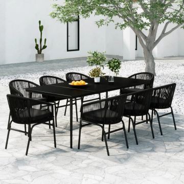 vidaXL Set mobilier de grădină, 9 piese, negru