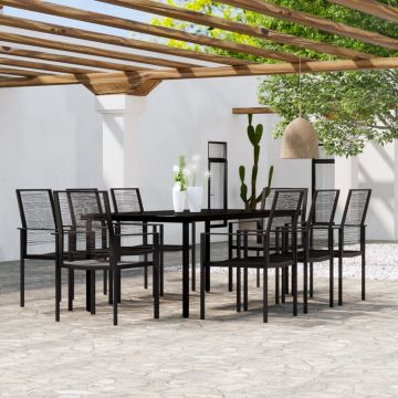 vidaXL Set mobilier de grădină, 9 piese, negru