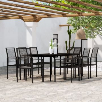 vidaXL Set mobilier de grădină, 9 piese, negru