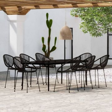 vidaXL Set mobilier de grădină, 9 piese, negru