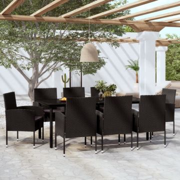 vidaXL Set mobilier de grădină, 9 piese, negru