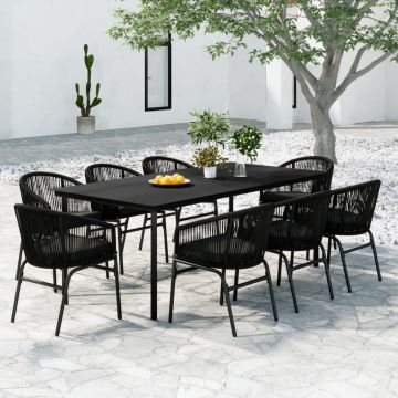 vidaXL Set mobilier pentru grădină, 9 piese, negru