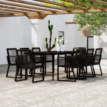 vidaXL Set mobilier de grădină, 9 piese, negru