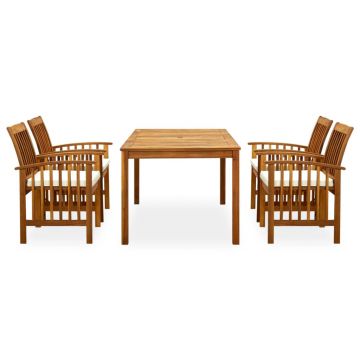 vidaXL Set mobilier de grădină cu perne, 5 piese, lemn masiv acacia