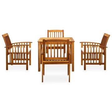 vidaXL Set mobilier de grădină cu perne, 5 piese, lemn masiv acacia