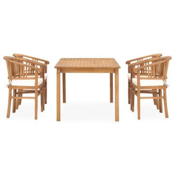 vidaXL Set mobilier de grădină cu perne, 5 piese, lemn masiv de tec