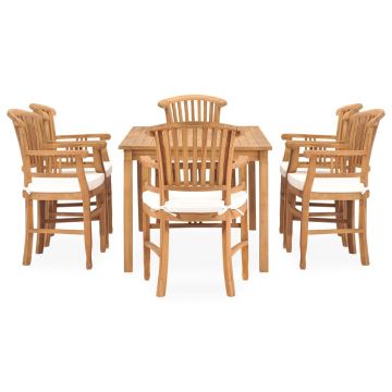 vidaXL Set mobilier de grădină cu perne, 7 piese, lemn masiv de tec