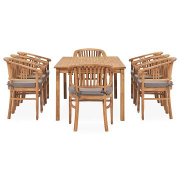 vidaXL Set mobilier de grădină cu perne, 9 piese, lemn masiv de tec