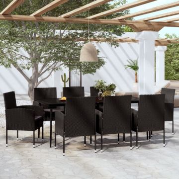 vidaXL Set mobilier pentru grădină, 9 piese, negru