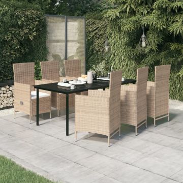 vidaXL Set mobilier pentru grădină cu perne, 7 piese, bej