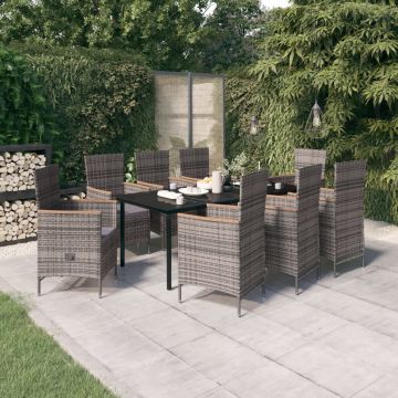 vidaXL Set mobilier pentru grădină cu perne, 9 piese, gri