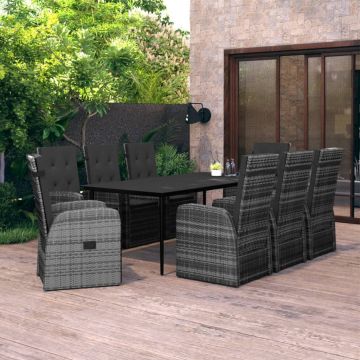 vidaXL Set mobilier pentru grădină, cu perne, 9 piese, gri
