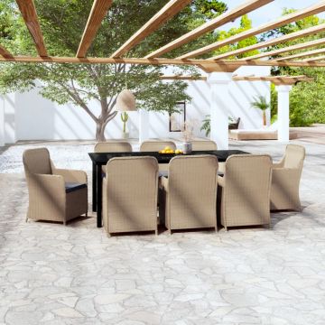 vidaXL Set mobilier pentru grădină, cu perne, 9 piese, maro