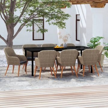 vidaXL Set mobilier pentru grădină cu perne, 9 piese, maro