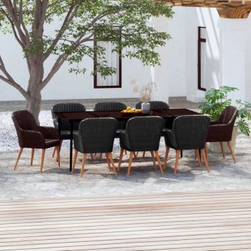 vidaXL Set mobilier de grădină cu perne, 9 piese, negru