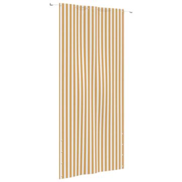 vidaXL Paravan de balcon, galben și alb, 120x240 cm, țesătură oxford vidaXL Paravan de balcon, galben și alb, 120x240 cm, țesătură oxford