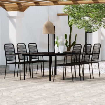 vidaXL Set de mobilier pentru grădină, 7 piese, negru