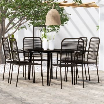 vidaXL Set de mobilier pentru grădină, 7 piese, negru