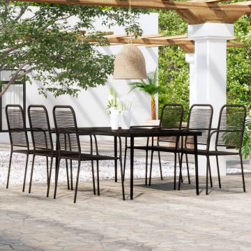 vidaXL Set de mobilier pentru grădină, 7 piese, negru