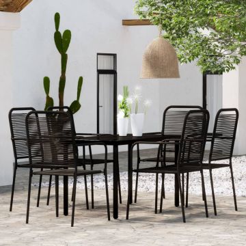 vidaXL Set de mobilier pentru grădină, 7 piese, negru