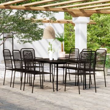 vidaXL Set mobilier de grădină, 9 piese, negru