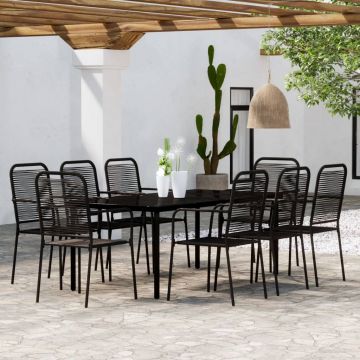 vidaXL Set mobilier de grădină, 9 piese, negru