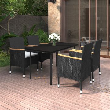 vidaXL Set mobilier de grădină cu perne 5 piese poliratan & sticlă